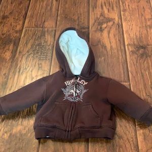 12mo Hurley extra thick, lined brown hoodie. Gently used in great condition